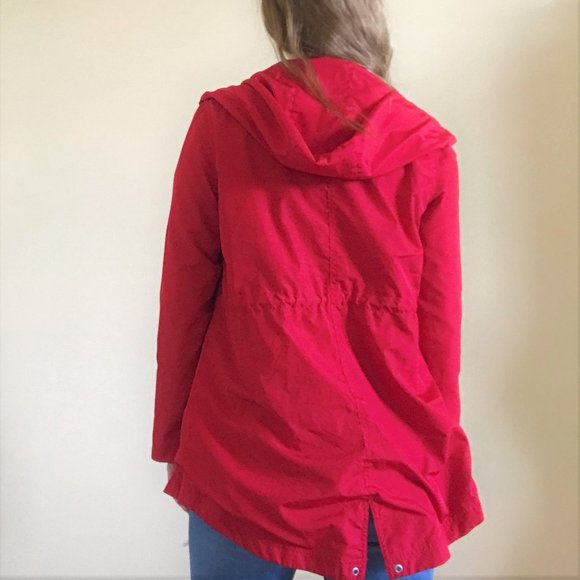 Red Merona Drawstring Waist Raincoat - Picture 3 of 4